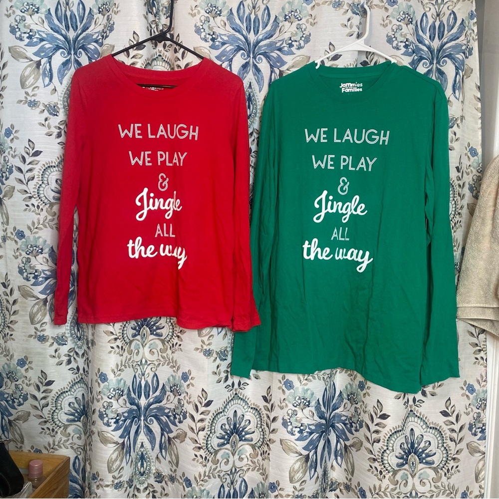 MENS/WOMEN/COUPLE/MATCHING Red and Green Long Sleeve Christmas Shirts